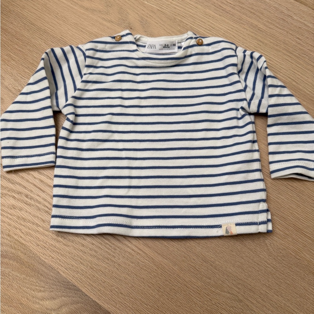 Zara Kids Navy Striped Long Sleeve Tee
